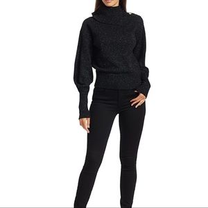 NEW Generation Love Button Detail Metallic Turtleneck Sweater